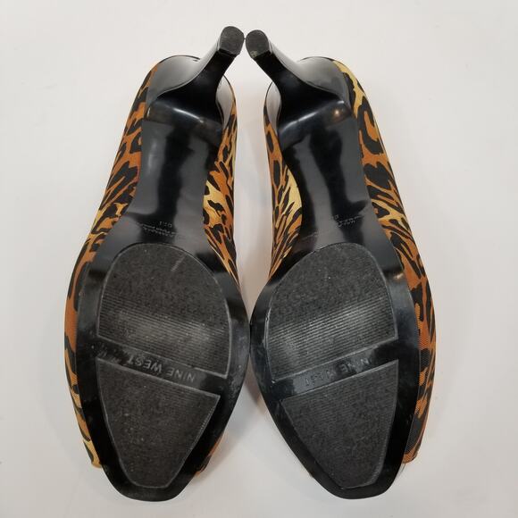 Nine West Women's Bonfire Leopard Print Peep Toe Stiletto Heels Size 9 - Picture 7 of 8